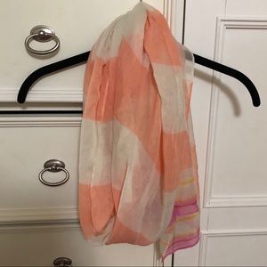 J Crew Peach and White Polyster Scarf